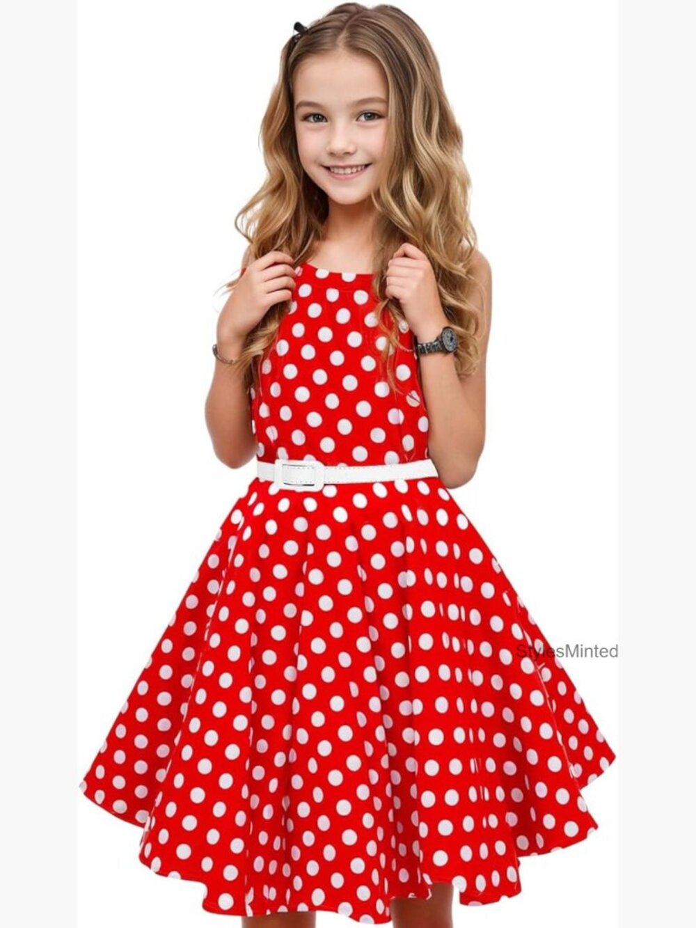 Girls 1950s Retro Sleeveless Twirling Dress Size 6-14 Fit & Flare Party